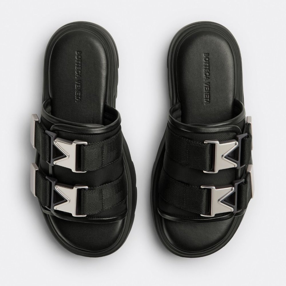 Bottega Veneta Mens Flash Bomber Slide Sandal Black sz 11/45 New with dust bags